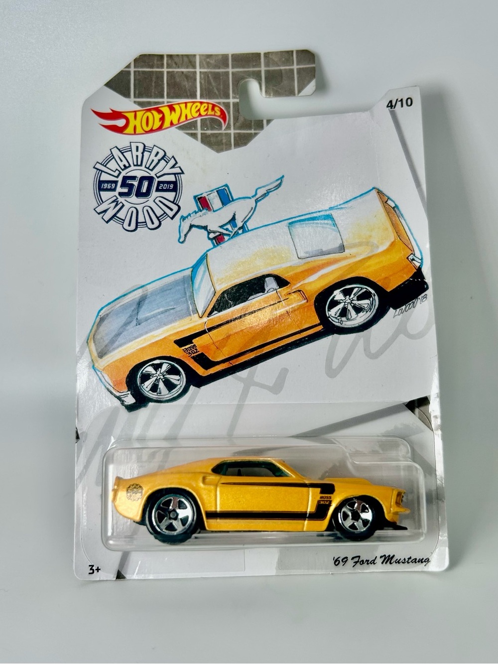 2019 Hot Wheels Larry Wood 50th Anniversary ‘69 Ford Mustang 4/10 Walmart Excl